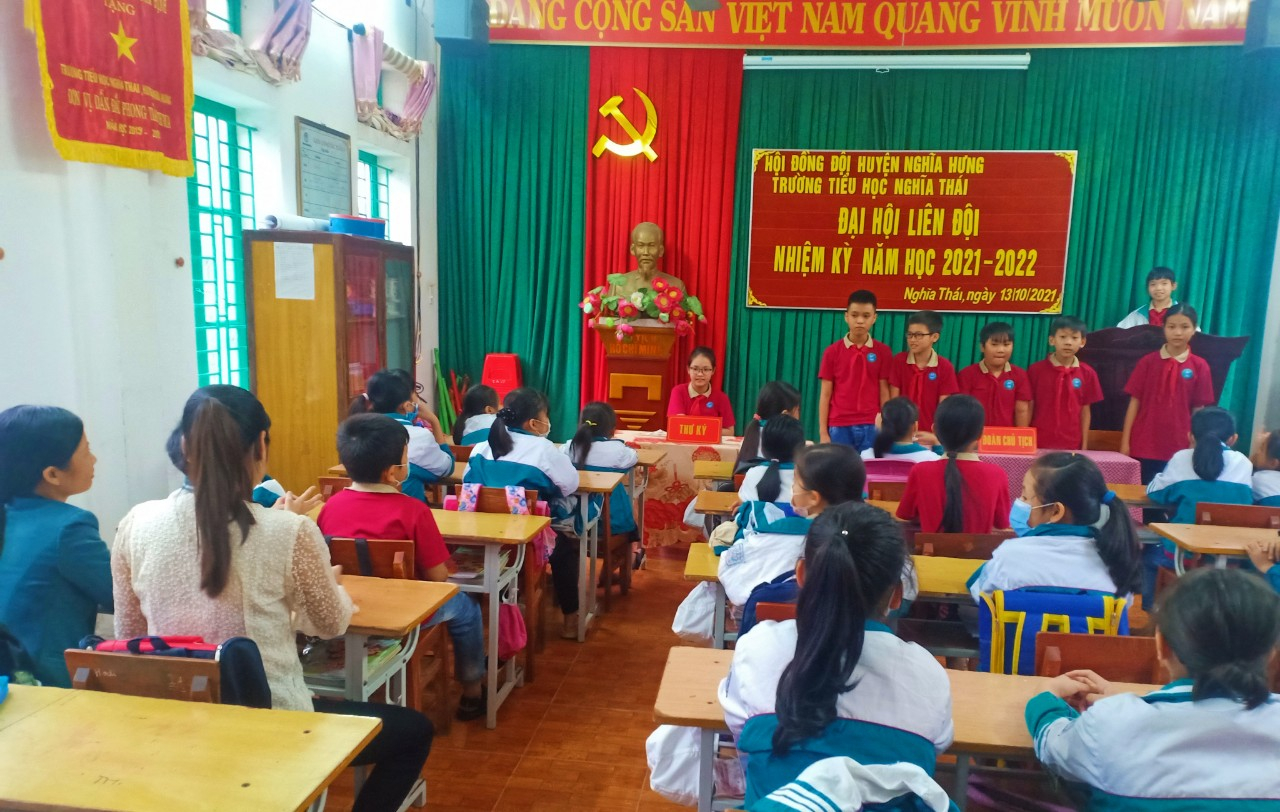 Đại hội liên đội năm học 2021 – 2022 của trường Tiểu học xã Nghĩa Thái